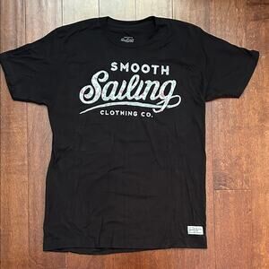 Smooth Sailing Clothing Company Black Graphic Tee, Floral Lettering Size L, NWOT
